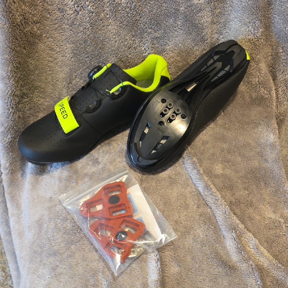 Speed Women's Black Cycling Shoes with Neon Accents
